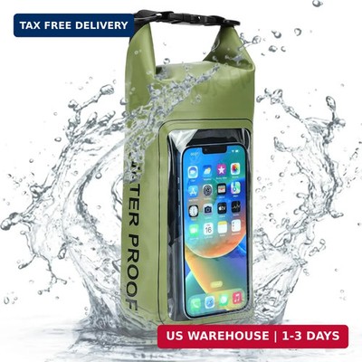 Waterproof Dry Bag, Beach Phone Bag 2L Roll Top Waterproof Backpack w/Phone Case