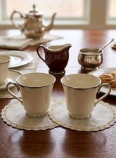 Lenox Moonspun Cups - Set of 2 - Ivory Bone China Platinum Trim Replacements