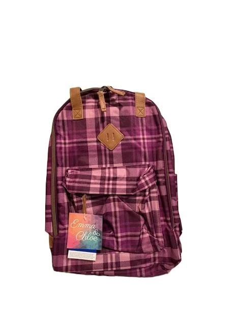 Mochila xadrez Trailmaker Blackberry com bolso para laptop 15,6", roxa - Imagem 3 de 4