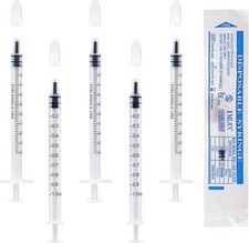 40 Pack 1ml Syringe with Cap Individual Wrap, Plastic Syringes without Needle