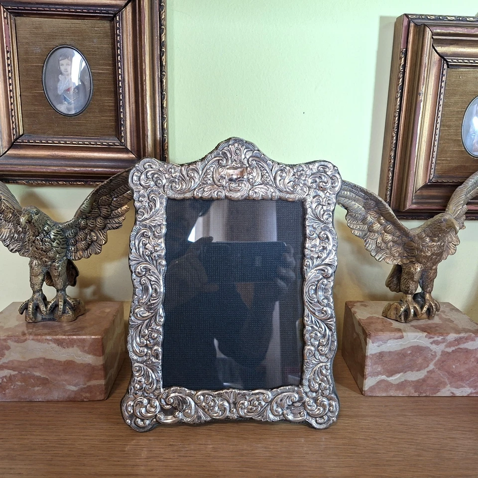 Cornice Portafoto in Argento 925 anni 90 x foto 13x18 in Stile Vittoriano - Bild 3 von 4