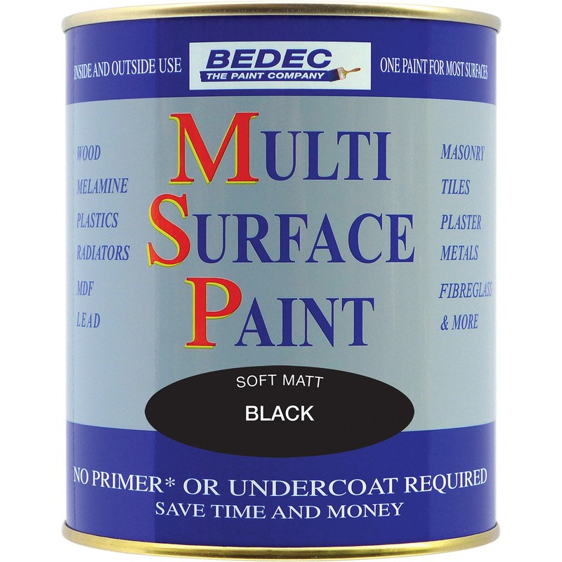 All Purpose Paint - Bedec Multi Surface Paint (MSP) Matt Black 750ml