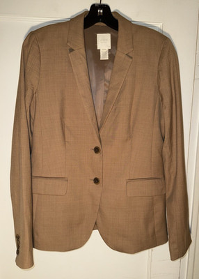 J Crew Super 120s Womens Wool Blazer Jacket Brown Tan Preppy Career Size 8T