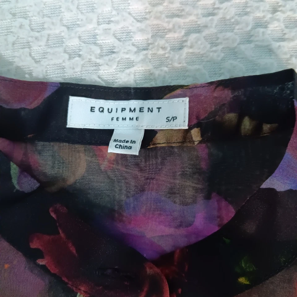 Blusa Mujer Boleyn Botón Frontal Floral Seda Transparente Negra S Regalo Gótico Foto 4 de 4