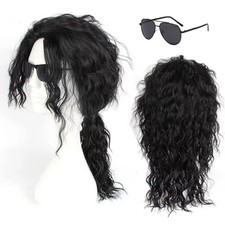 Anime Michael&Jackson Cosplay Michael* Cosplay Peluca Negra Juego de Rol Mediano Largo