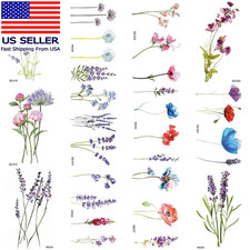 12Pieces/Lot 3D Watercolor Lavender Flower Temporary Tattoos for Women Body Art