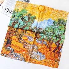   Oil Painting Forest Print 100 Mulberry Silk Shawl Scarf Necktie Kerchief 21"