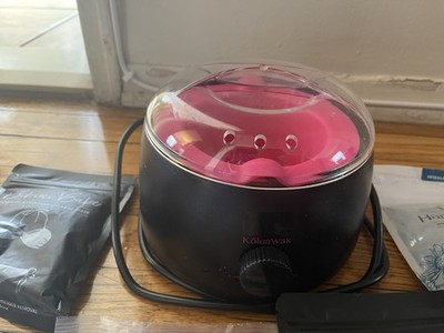 KoluaWax Single Wax Pot Wax Heater Black Pink with Hard Wax Beads & Applicators