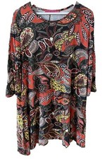 BOOHOO Dress Plus Size 16 Long Sleeve Brown Paisley Retro Look