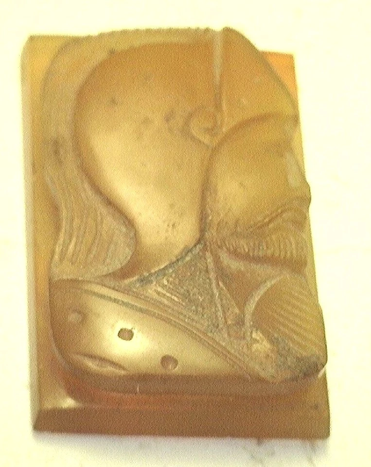 NOS but dirty Antique Vint. Carnelian ? Large Rectangle Cameo Soldier Stone #AA2