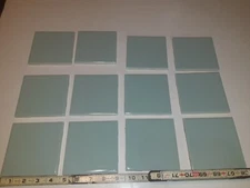LOT OF 12 VINTAGE LIGHT GREENISH/BLUISH CERAMIC WALL TILE SQUARE 4-1/4" X 4-1/4"