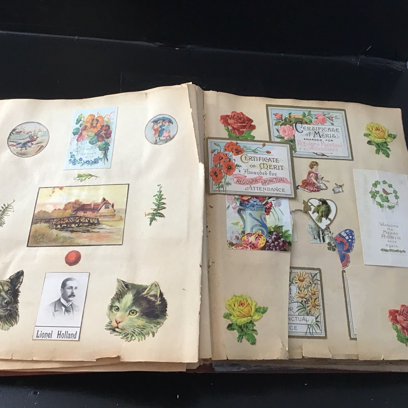 Fascinating Antique Large Scrapbook Album Filled With Interesting