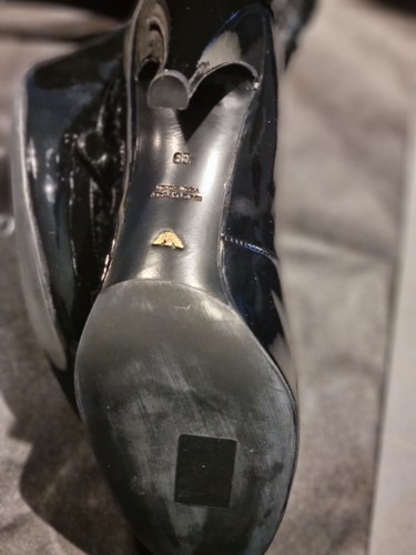Emporio Armani Brand New Black Patent and Lace Shoes - Picture 6 of 7