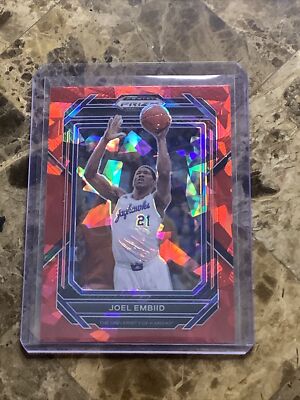 2023 Panini Prizm Draft Picks Joel Embiid Red Cracked Ice #52 Kansas Jayhawk B10