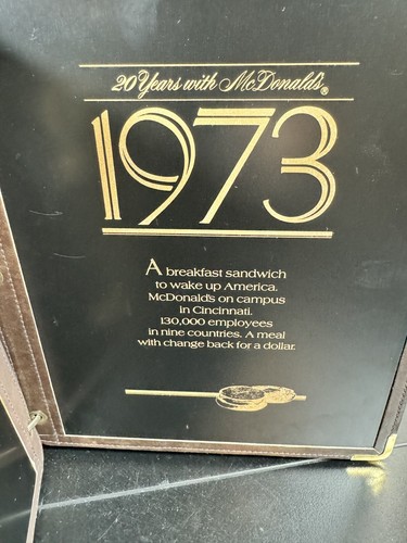 Vntg 20 Years w/ McDonald's 1967-1987 Wooden Binder Award Book Franchise Owner - Picture 11 of 24