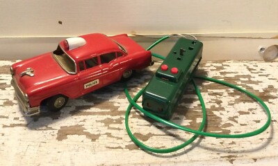 Vintage 1950's Line Mar Japan Battery Remote Control Tin Red Ford