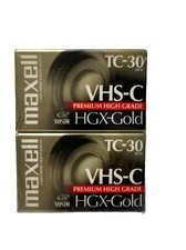 Maxell TC-30 VHS-C Premium High Grade HGX-Gold Camcorder Tapes-2 Pack Sealed New