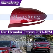 Red Left Rearview Door Wing Mirror Cover Cap For Hyundai Tucson 2021-2024