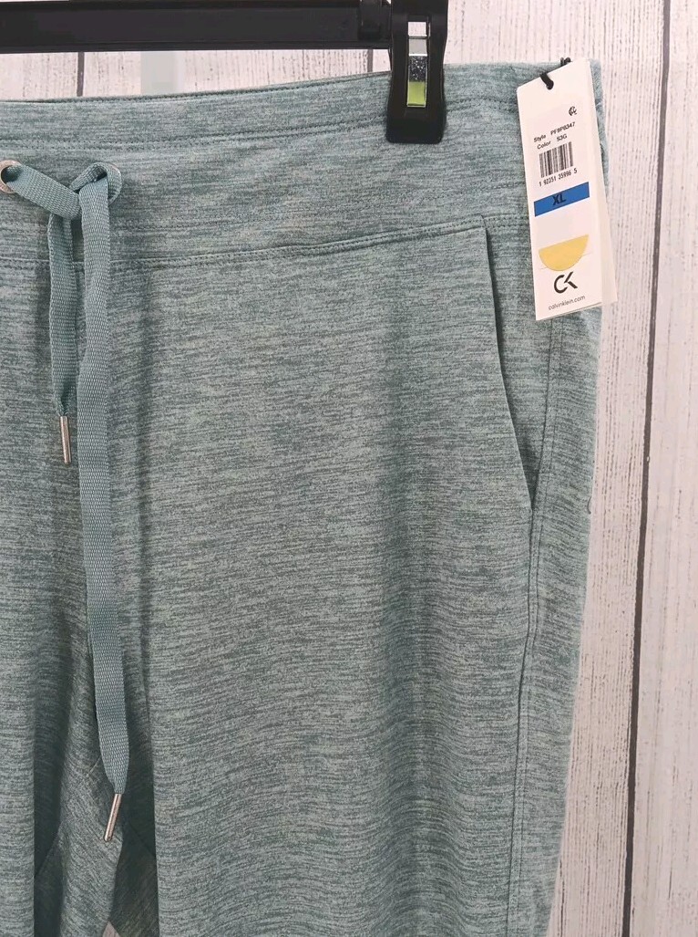 Calvin Klein Women's Slim Fit Joggers High-Low Cuffs Sea Glass Size XL (AD6-4) thumbnail 4