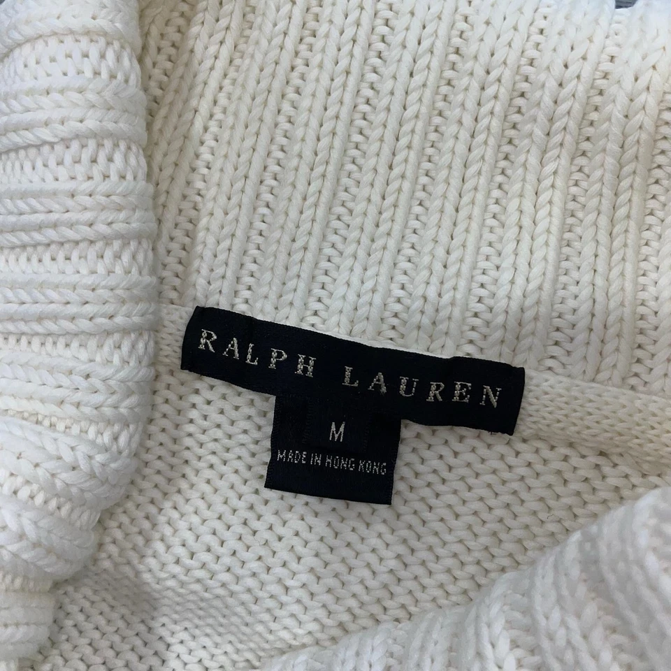 Ralph Lauren Black Label Womens Medium Sweater Shawl Chunky Knit Jumper Pullover - Image 3 of 4