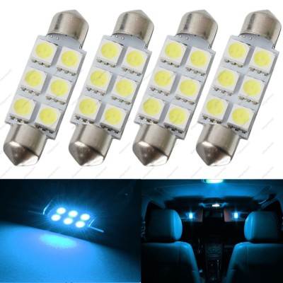 4 X Ice Blue 42mm 6SMD 5050 Festoon Dome Map LED Light 578 211-2 212-2 + TOOL