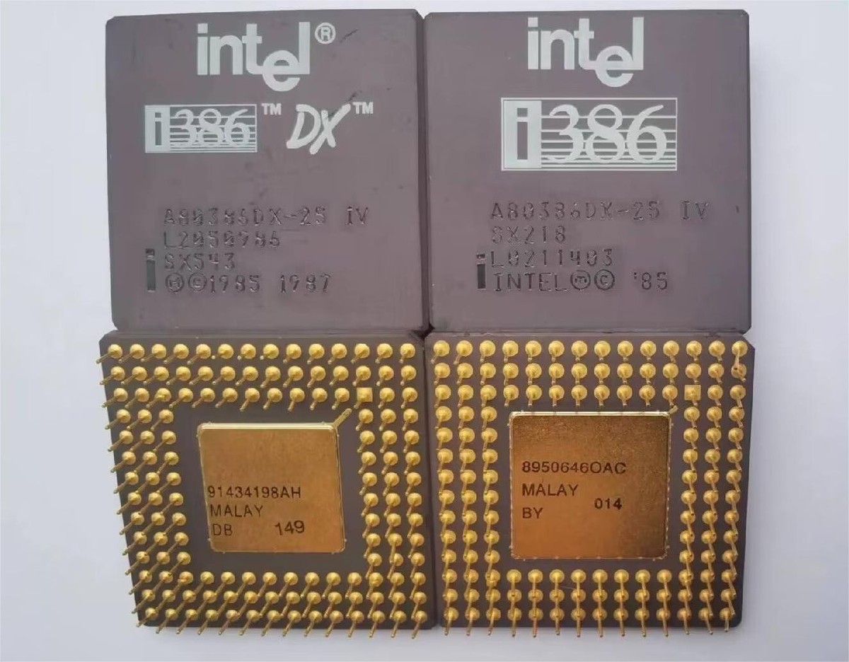 Intel A80386dx-25 80386 DX I386 Ceramic Gold CPU Processor 25mhz