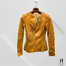 Willow Nude Peplum Leather Zipper Detail Jacket Size 0 Small Camel Brown