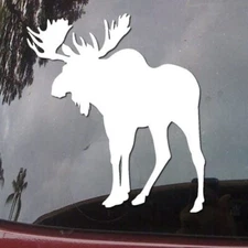 Moose Animal Silhouette White Vinyl Decal Car truck Window laptop  vehicle