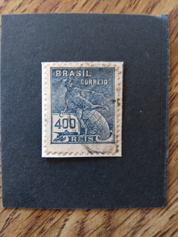 BRAZIL SCOTT #229 USED 400 REIS BLUE STAMP 