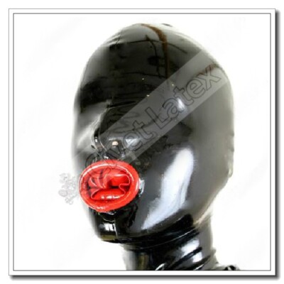 Latex Gummi Rubber Hoods Mask Mouth Red Condom Blinder Style Unisex Sex A60
