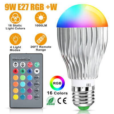 16 Color Changing Light E27 9W 3W Magic RGB LED Lamp Bulb + IR Remote Control
