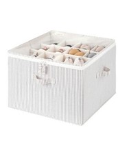 Shoe Organizer for Closet, Fabric 17"L x 17"W x 12  "H Gray  White Stripes