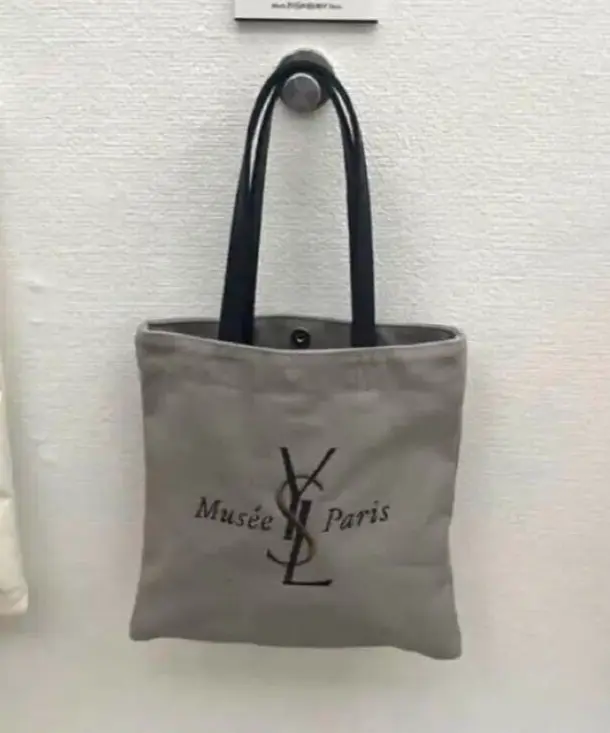 Yves Saint Laurent Exhibition Gray Cotton Canvas Tote Bag(24 x 24 cm)  Limited