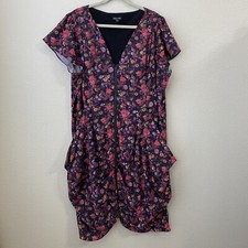 City Chic Dress Womens Size XXL 24 Floral Zipper Front Pockets I3