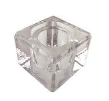 Art Deco Geometric Clear Crystal Cube Inkwell Base Smooth Beveled 2 3/8"