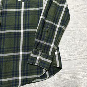 Nuon Shirt Mens Medium Green Plaid Button Up Pockets Long Sleeve Cotton Outdoor