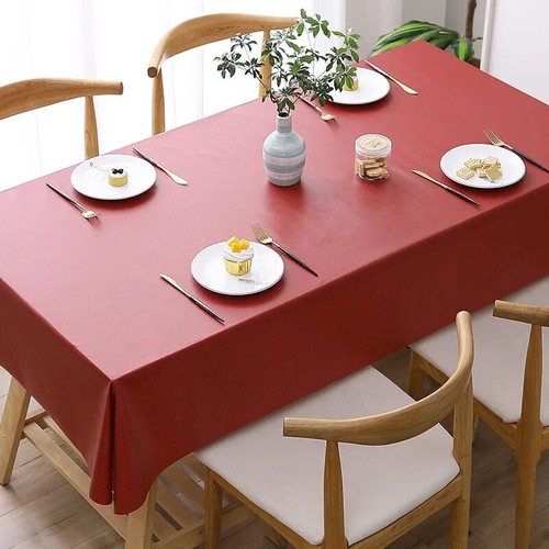 Solid Color Print Tablecloth for Table Decor Waterproof Anti-stain Table Cover - Picture 8 of 32