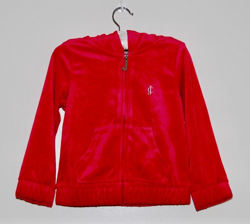 NWT Juicy Couture Kids Girls Bright Rose Pink LS Hooded Velour Jacket sz 4 6X