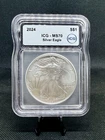 2024 American Silver Eagle ICG MS70 1 Oz .999 Silver!