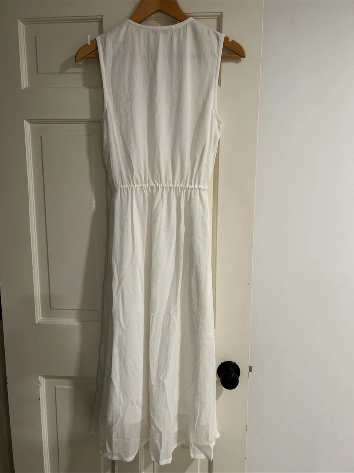 Vince V-Neck Dress with a Tied Waist in White Size XS - image 4 of 4