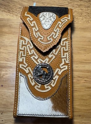 Western Bronco Cowhide Leather Cell Phone Belt Holster Universal iPhone/Samsung