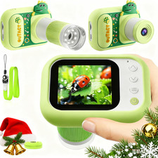 Digitales Kinder-Mikroskop:1000x Zoom,2,4" Bildschirm,Foto/Video– mit Dino-Motiv