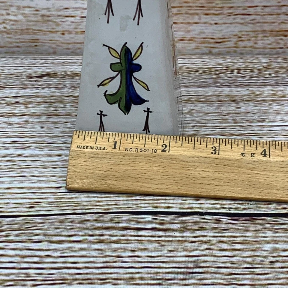 Jarrón vintage H&D Amboise Francia pintado a mano flor de lis corona perro Foto 3 de 4