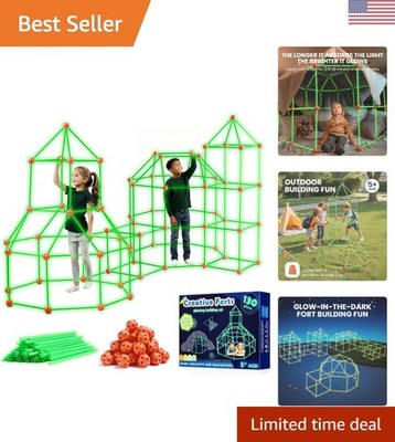 Glow Fort Building Kit for Kids - 130-Piece STEM Toy for Indoor & Outdoor Fun