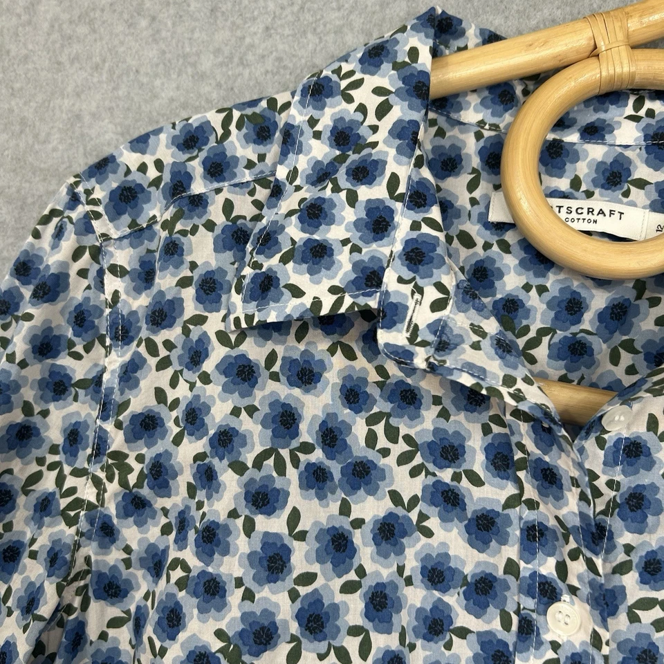 Sportscraft Cotton Shirt Button Up Size 12 M Blue Floral Flower Print  - image 4 of 4