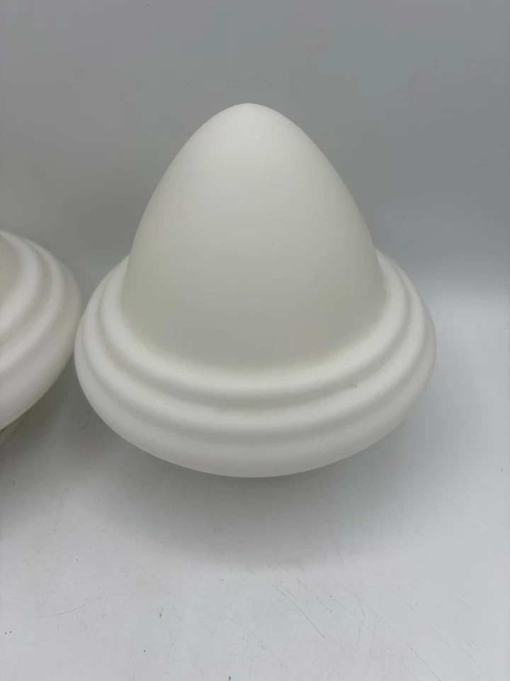 2 luminárias de teto vintage Art Deco vidro fosco bolota globo sombra 3" encaixe - Imagem 2 de 4