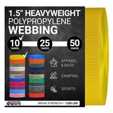 Strapworks Heavyweight Polypropylene Webbing 1.5" x 10yd Outdoor DIY Repair Yell