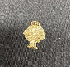 Vintage Bright Gold Tone Tree Of Life Nature Birch Mini Pendant Bracelet Charm