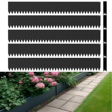 5pc Black Steel Lawn Edging Set 5m x 15cm Flexible Garden Grass Path Edge Border