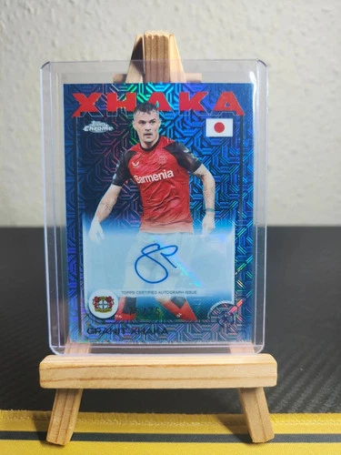 2024-25 Topps Uefa Club Competitions Japan Granit Xhaka Blue Mojo Auto 75/75
